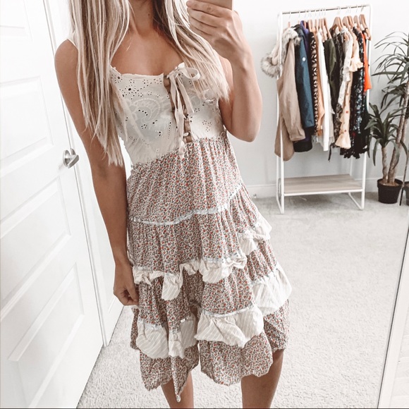 Free People Vintage Printed Tiered Hippie Dress. - Picture 3 of 6